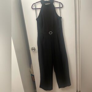 Sleeveless Black Jumpsuit with Rhinestone Belt